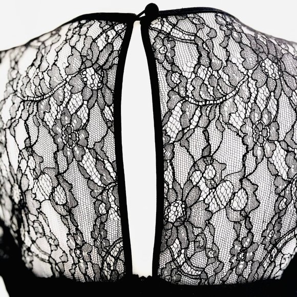 NWT Calvin Klein Black Lace belted classed LBD Dress - size 4 - Picture 5 of 9